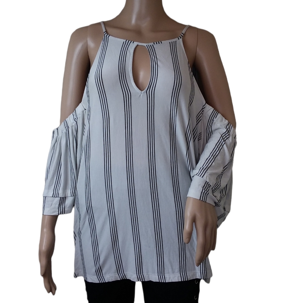American Eagle Striped Off the Shoulder Soft & Sexy Top